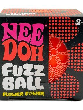 Schylling NeeDoh Fuzz Ball Flower Power Sensory Squish Fidget Toy Orange